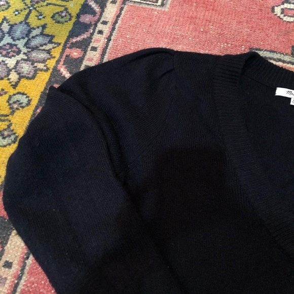 Madewell Black Puff Sleeve V-Neck Sweater xxs - Picture 6 of 7
